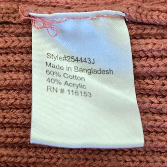 Distressed Pink Knit Crop Sweater By Poof Apparel - Long Sleeve Crew Neck Large - Picture 7 of 8